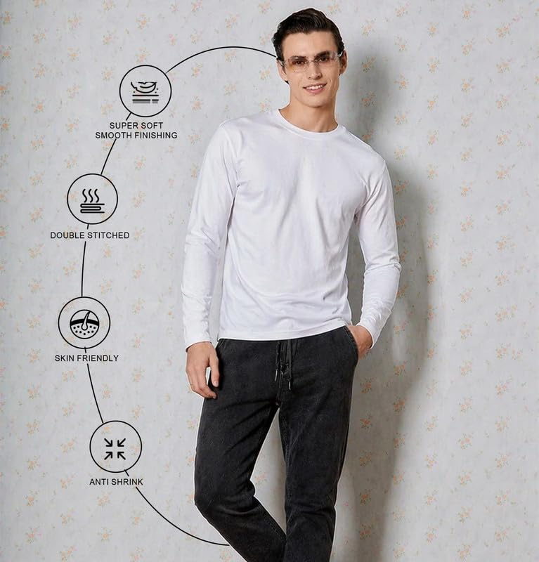 Image of Sleepynuts Regular fit Cotton Full Sleeve Plain T-Shirt for Men (Pack of 1,2,3 Size Small to 3XL)