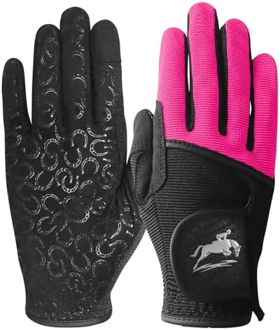 LOVMEAD Reithandschuhe Damen Mädchen rutschfest Atmungsaktiv Sommer für Reitsport, Radfahren, Gartenarbeit, LadiesHandschuhe zum Reiten Touchscreen Weich Schwarz Lila Braun