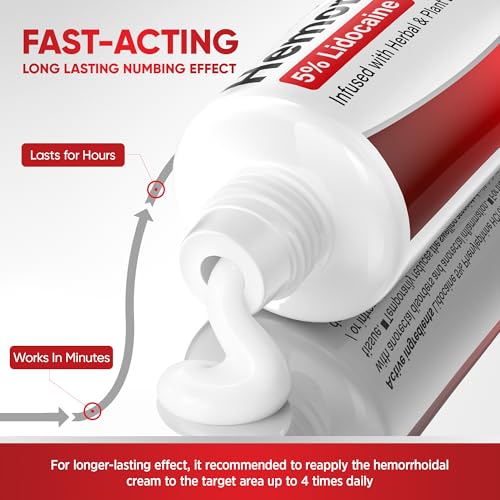 Image of Treatonic Hemorrhoid Treatment Cream: 5% Lidocaine Hemorrhoid Cream for Numbing Relief of Pain, Burning, Itching, Discomfort, & Swelling - Fissure & Hemorrhoids - 1.76 oz