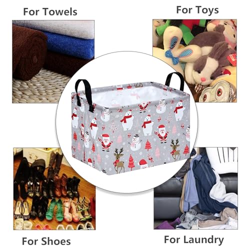 Image of MAIZMZ Christmas Basket for Kids Gifts Santa Claus Snowman Storage Baskets Collapsible Nursery Hamper Waterproof Clothes Toy Bin Book Shelf Gift Basket Cube Xmas Party Decor