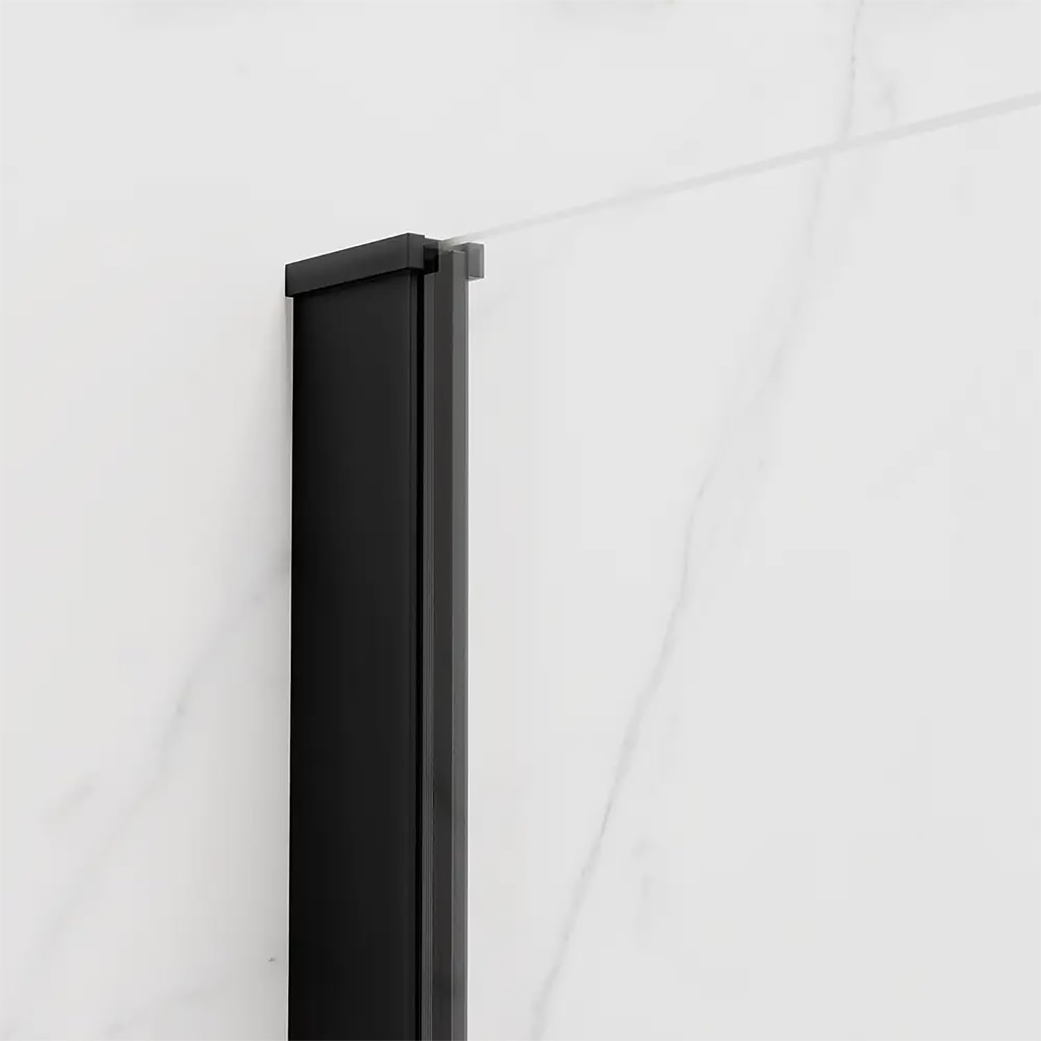 Parete doccia Walk In 70 cm Vetro Temperato 8mm Anticalcare Alluminio Nero Opaco Braccio Telescopico