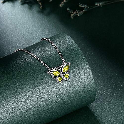925 Sterling Silver Birthstone Butterfly Jewelry Women Crystal Animal Cute Butterflies Birthday Necklace/Earring/Ring/Bracelet Sets Birth Stone Statement Anniversary Jewellery3