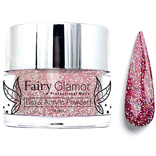 FAIRY GLAMOR Red Glitter Dip & Acrylic Nail Powder - Whisk me Away - 1 oz