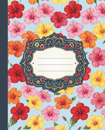 Tropical Hibiscus Floral Nature Motif Composition Notebook Wide Ruled 110 Pages: 7.5 x 9.25 Inch Stationery Journal for Daily Note-Taking, Class Assignments, and Creative Writing image 2