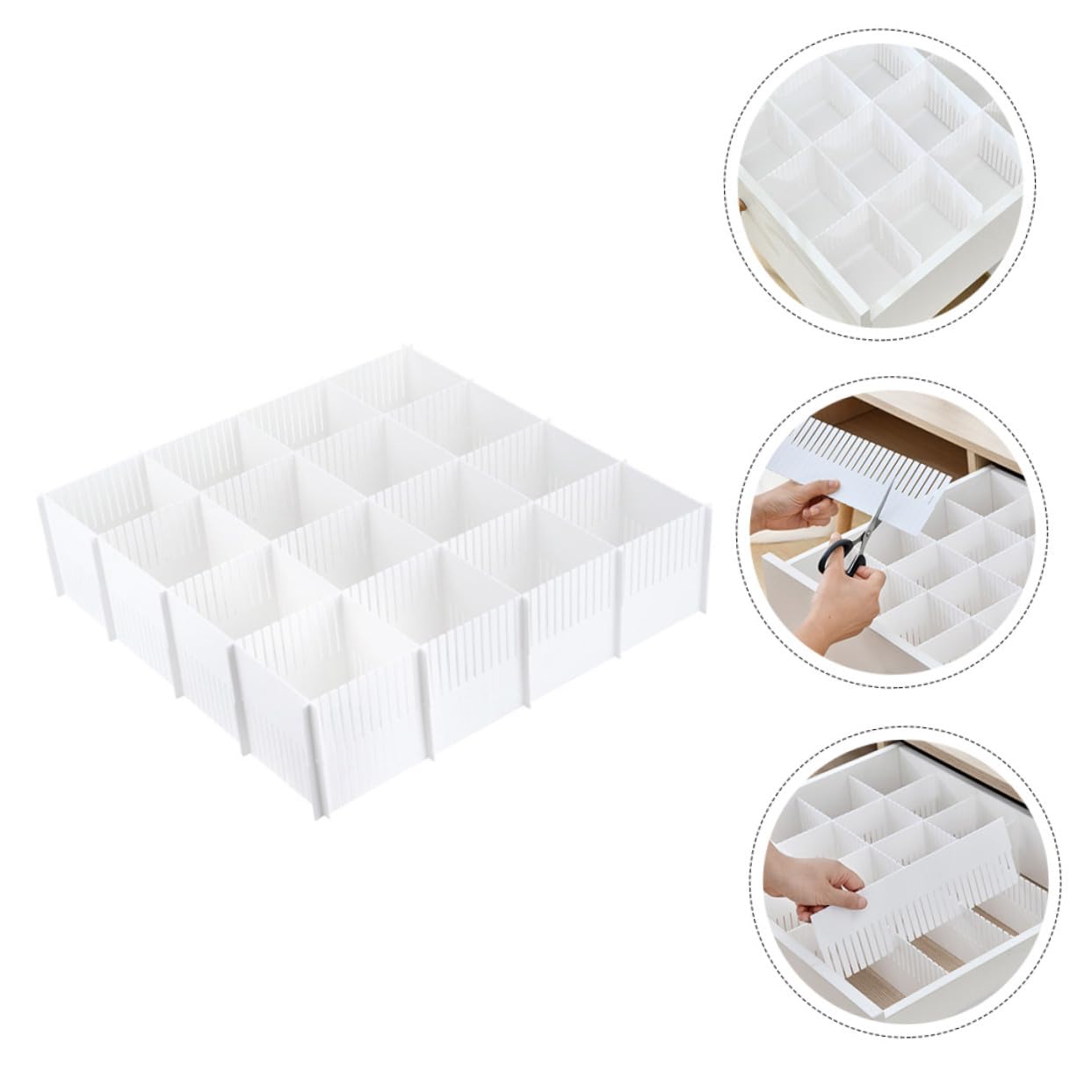 Divisor de Cajones Multifuncional de Plástico Blanco, 10 Piezas para Organizar Ropa Interior y Toallas en Cajones, Crea Compartimentos y Ordena Espacios
