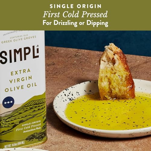 Image of SIMPLi 100% Greek Extra Virgin Olive Oil, Olive Oil Extra Virgin Cold Pressed from Koroneiki Olives, Single Origin from Sparta with Bright Peppery Flavor, (2 Pack, 16.9 oz each)