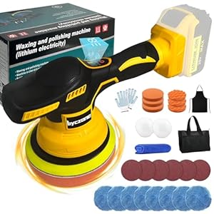 Cordless Car Buffer Polisher for Dewalt 20V Battery, 8 Variable Speed Car Polisher,6 Inch Portable Orbital Buffer Polisher Kit for Car Detailing/Waxing/Polishing(No Battery)