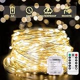 suddus 66ft 200 LED Outdoor String Lights,Fairy Lights Battery Operated with Remote, Twinkle Lights Battery Operated for Bedroom, Dorm, Patio, Fireplace,Garden, Party, Wedding DIY,Indoor(Warm White)