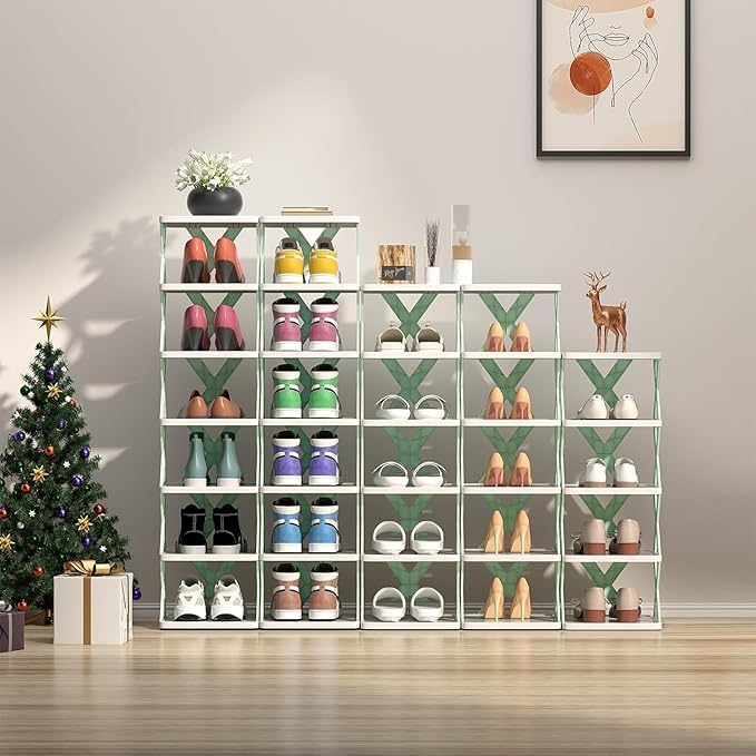 AZLVERA 6 Layer Shoes Rack for Home Plastic, Adjustable Shoe Stand Organizer Stackable Storage Bedroom entryway Slots Shelf Footwear Rack, Multi-Purpose Durable Plastic-image-45