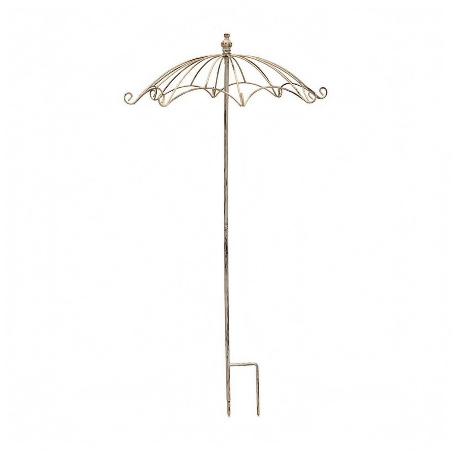 Distressed Finish Umbrella Trellis Iron Climbing Plant Trellis Eggshell Decorative Plant Support Dome-Shaped for Flower Bed, L-image-25
