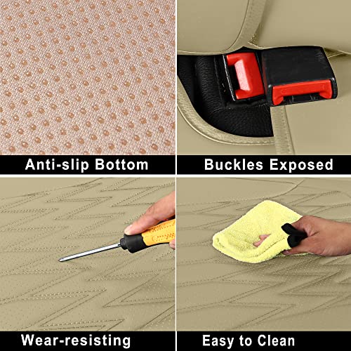 Huidasource Front Car Seat Bottom Covers 2 Pack, Anti-Slip Leather Bottom Car Seat Cushion Covers, Car Seat Protector For Front Seats, Universal Fit For Most Cars Sedan Suv Pickup Truck (Beige) #TOP2
