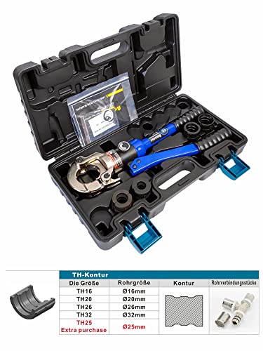 AMZCNC - Pince à sertir professionnelle - Profil TH 16, 20, 26, 32 - Pour tube composite avec raccords du profil TH - Inserts de mâchoires TH16, TH20, TH26, TH32 avec – Image 7
