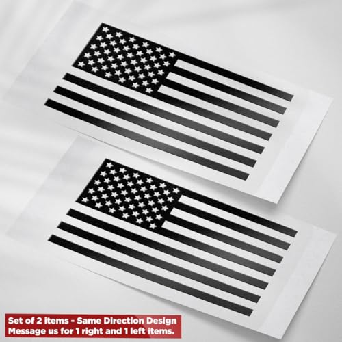 Image of American Flag Vinyl Decal USA Tactical Military Patriotic Subdued (Black) (Set of 2) Premium Waterproof Vinyl Decal Stickers for Car Truck RV Helmet Bumper Window Laptop Rearview Mirror