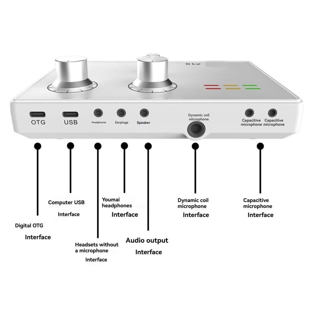 Tarjeta de Sonido Externa P10, Equipo de Grabación en Directo, Teléfono Móvil, USB, Portátil, Ordenador de Sobremesa, Presentador de Canto