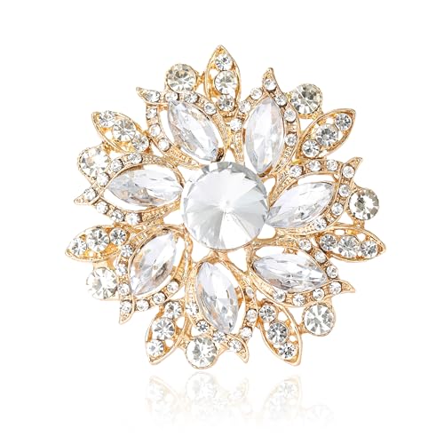 Image of Trendy Large Rhinestone Flower Brooches 8-color for Women Luxury Office Party Casual Pins Jewelry Accessories Gifts