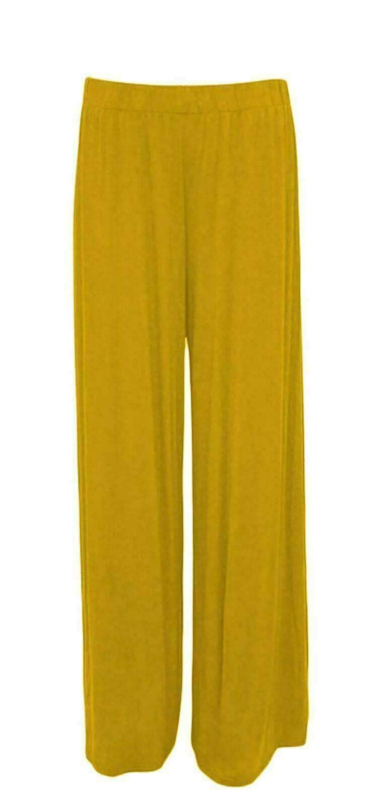Stylewear Women's Mustard Palazzo Wide Leg Flared Loose Fit Trouser Elasticated Waist Stretch Baggy Plain Pants