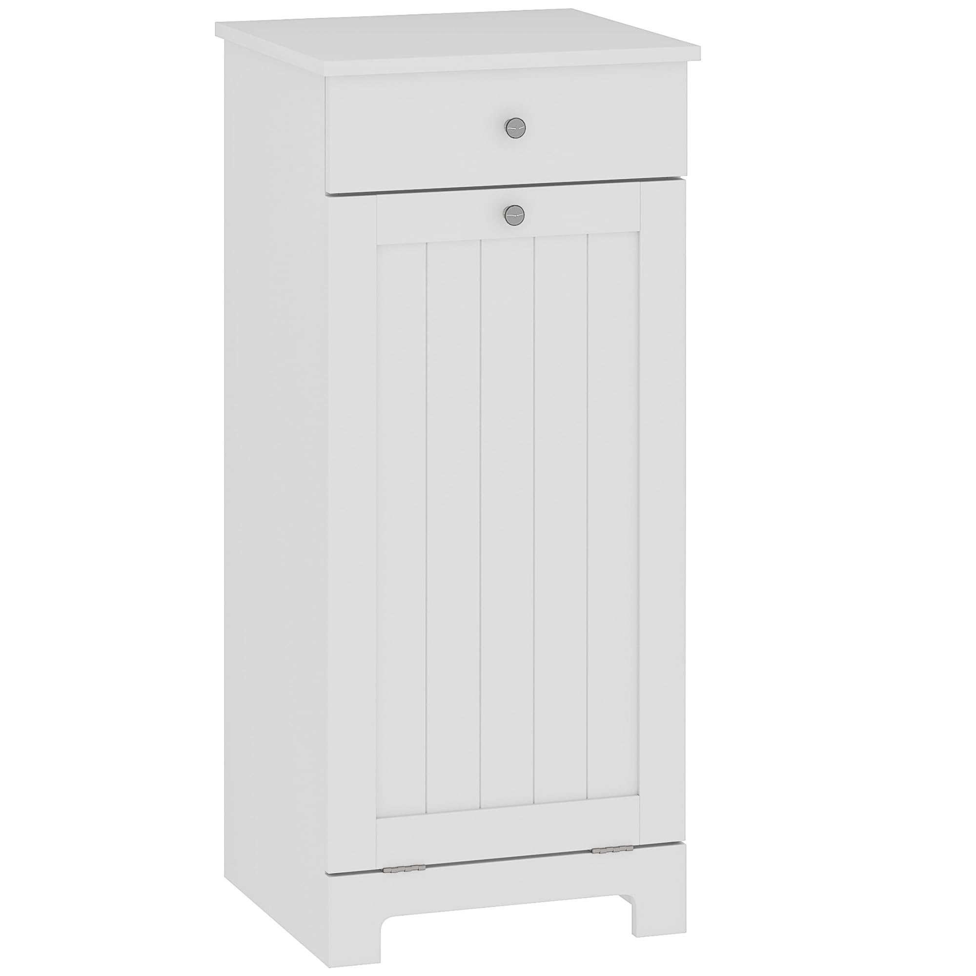HOMCOM Armario de Baño con Cesto Ropa Sucia Abatible, Mueble Ropa Sucia con Bolsa de Tela Plegable y Cajón, Ideal para Lavandería, Blanco, 40x38x90 cm