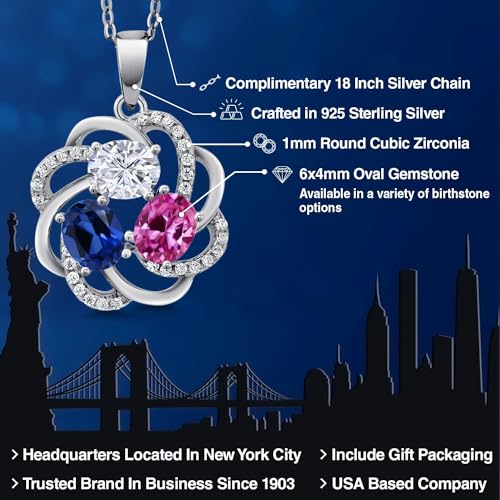 Customized Personalized Women's Necklace with 3 Gemstone Birthstone | 925 Silver Jewelry for Mom Wife Grandma Sister Friend | 18 Inch Chain | Anniversary Birthday Mother’s Day Christmas Valentine's2