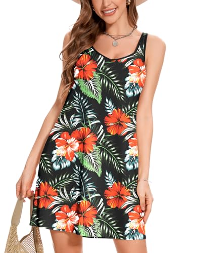 Image of ANYFITTING Built in Bra Summer Dresses for Women 2025 Casual Short Dress with Pockets Mini Floral Sundresses