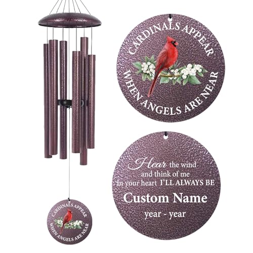 Image of 30 inch /36 inch /45 inch Wind Chimes for Memorial Loss Loved One Mom Dad Husband Wife, Personalized Deep Tone Wind Chime for Sympathy Remembrance Bereavement Produced in Texas