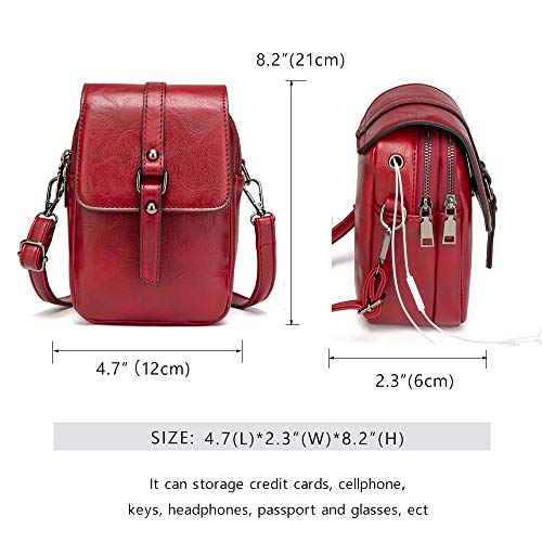 myfriday Vintage Crossbody Phone Bag for Women, Small Leather Shoulder Purse and Handbag with Tassel&Rivet Decoration - Image 3