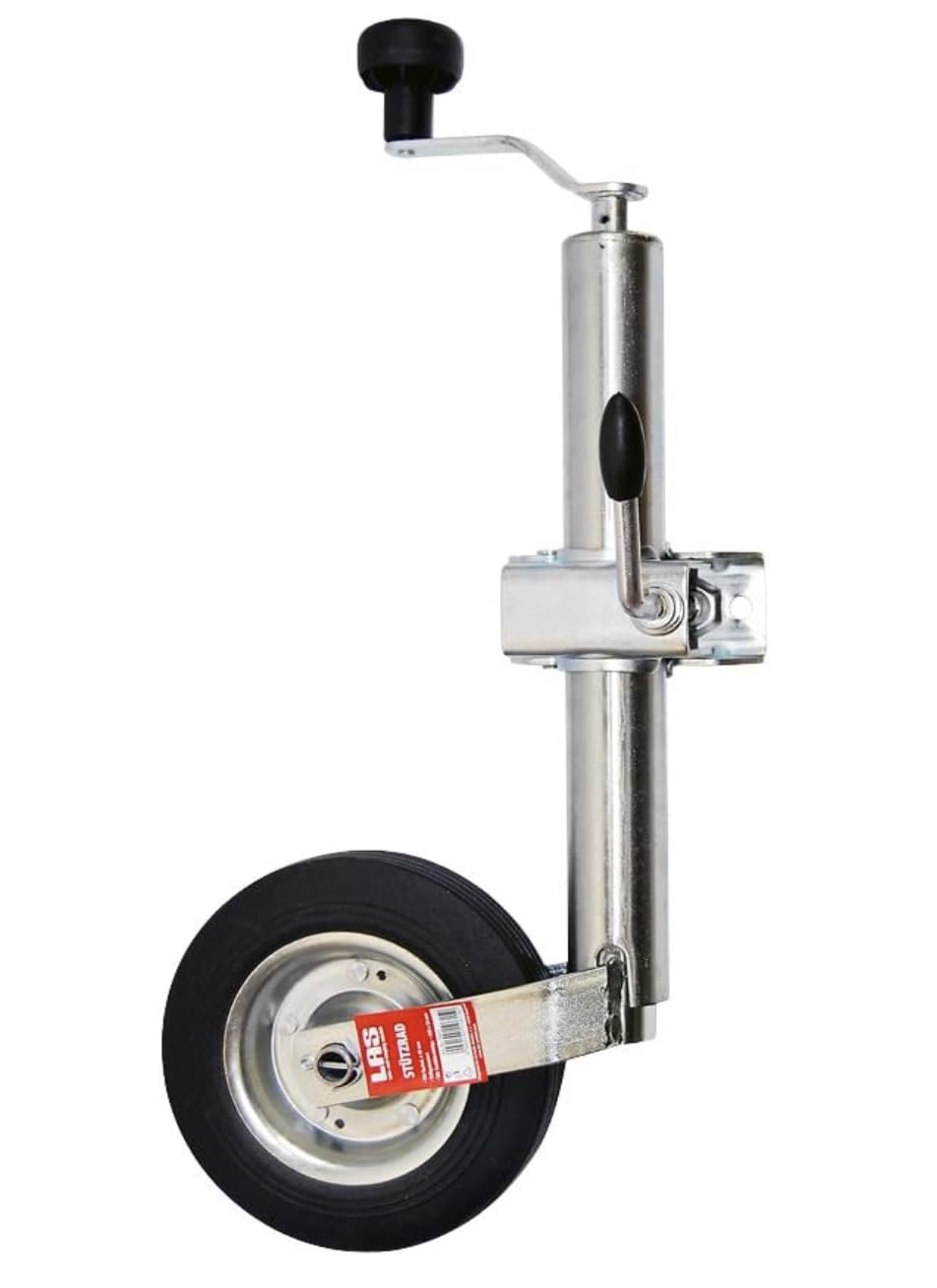 LAS 10617 - Rueda de Apoyo con Soporte de sujeción, Rueda de Caucho Completo de 48 mm, 200 x 50 mm, negro