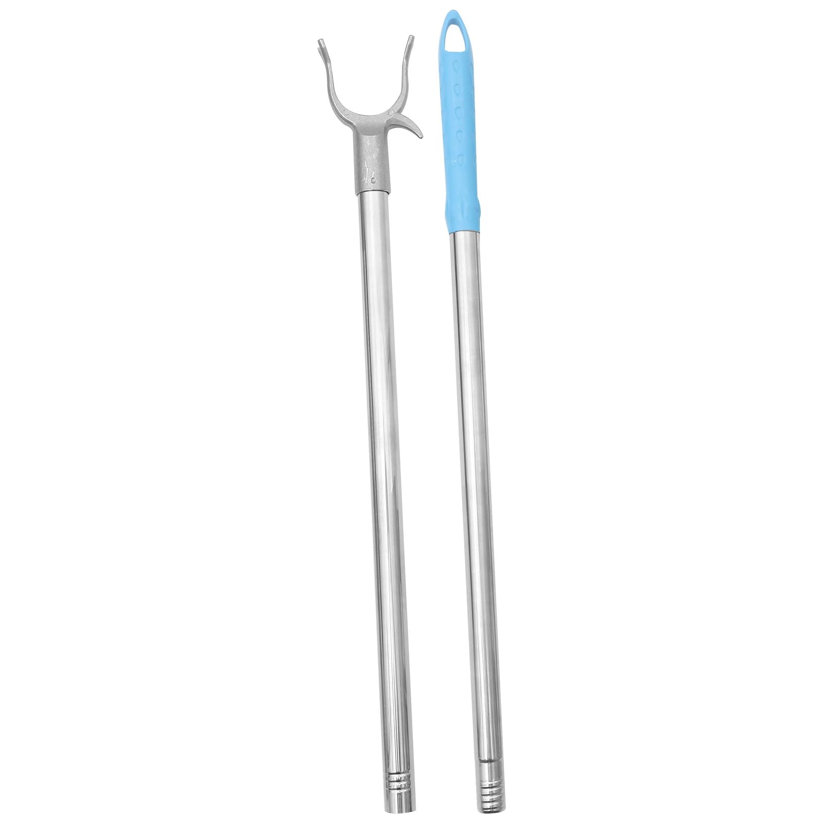 Amosfun Stainless Steel Clothes Reach Pole 37 Inch Wardrobe Hook Rod with U-Shaped Hook for Closet Storage and High Place Clothing Hanging