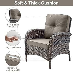 Patio club chair wicker chairs outdoor high back chair set of 2 patio furniture set rattan seating with removable cushions for porch balcony deck pool browngray  urban country home decor