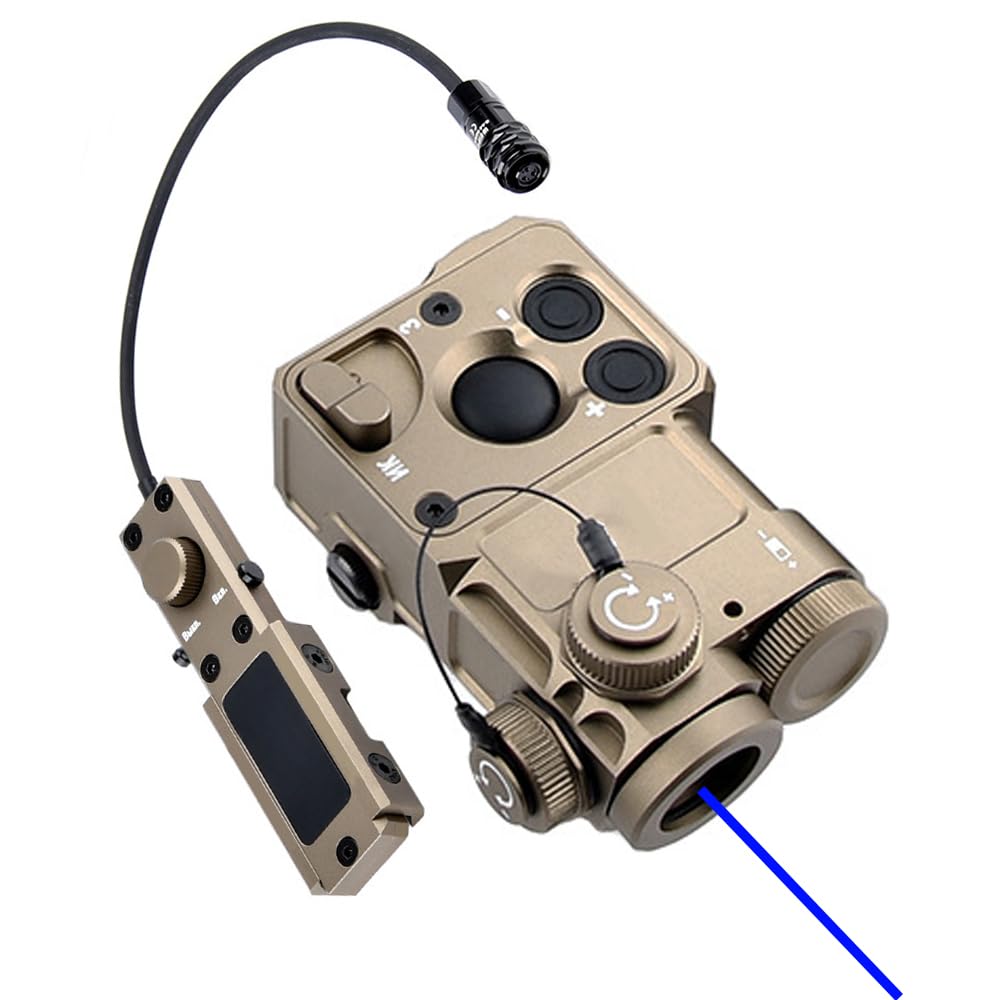 Tactical Metal PST4 Box Aiming Laser Sights(with IR Laser + Blue Laser Sight + Modular Remote Pressure Switch), Tan