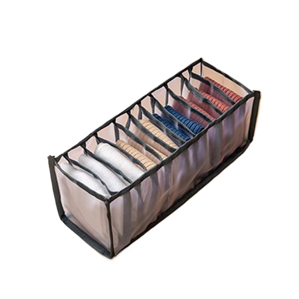 Sunrrafck Black 1Pc Foldable Underwear Drawer Organizers Storage Dividers Closet Organizer Box For Clothes Bras Scarves Ties Socks(,11Grid)
