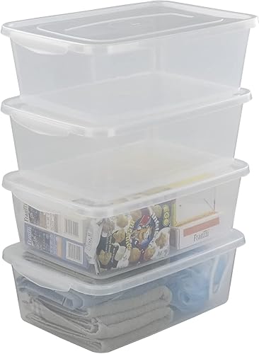 Miniatura 7 de Contenedores de almacenamiento de plástico de 14 cuartos de galón con tapa, caja de cierre transparente, juego de 4