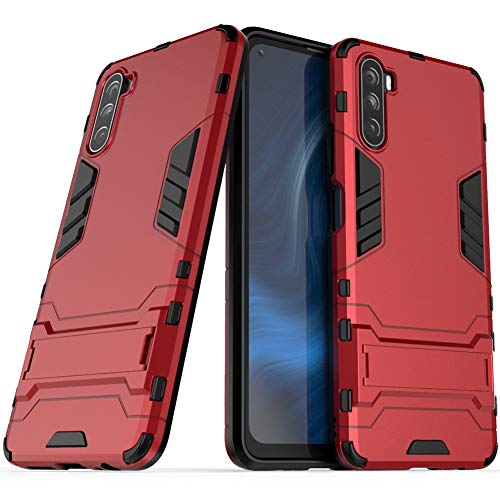 DWaybox Funda para teléfono móvil para Huawei Mate40 Lite 2 en 1 Armadura de Doble Capa Cubierta Trasera Resistente a Prueba de Golpes para Huawei Maimang 9 con Soporte -Rojo