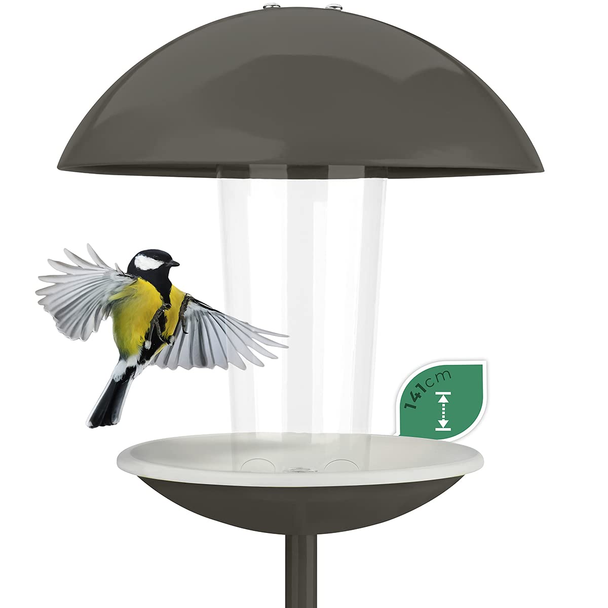 WILDLIFE FRIEND I Vogelfutterspender mit Steckstab 141 cm, Vogelhaus - Futterstation, Futterspender für Wildvögel, Grau [Dark Grey]