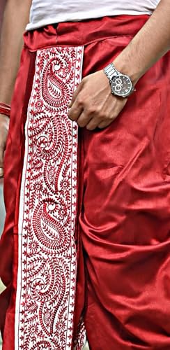 Image of Men's Ready to Wear Pant System MARWADI Embroidered Dhoti for Marriage, Party, Pooja, Festival etc. (GC009)