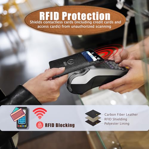 Personalized Initial Card Wallet - Deep 3D Embossed Floral Leather Slim RFID Blocking Holder, Ultra-Thin 0.8cm Custom Monogram Gift for Men & Women (A, Onyx Black)4