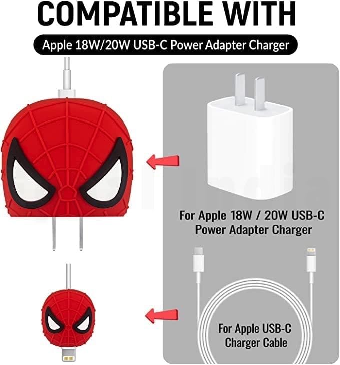 Image of J'TTON Case Cover for 18W /20W iPhone Adapter & USB-C Cable | Cute 3D Cartoon Character (Red Sp Man)