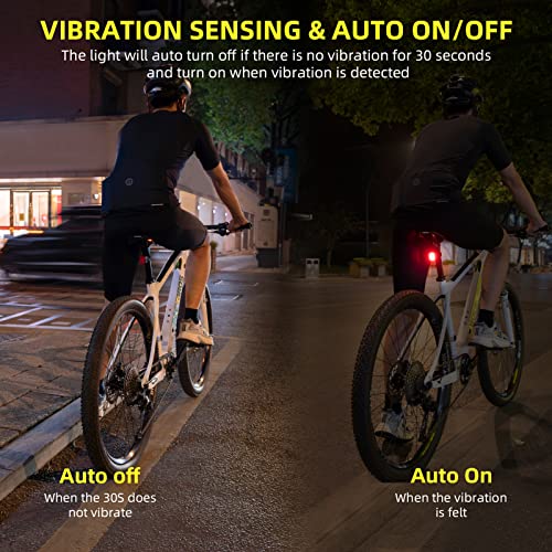 Image of ROCKBROS Smart Bike Tail Light Brake Sensing Bicycle Rear Lights for Night Riding USB Rechargeable IPX6 Waterproof Bright LED Bike Light 260mah for Cycling Safety Road Bicycle Taillight 4 Modes