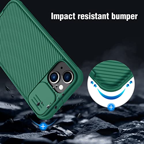 Image of Nillkin CamShield Pro Slim Case Compatible with iPhone 14 / iPhone 13 Case, Protective Cover Case with Camera Protector for 14 Hard PC and TPU Anti-Scratch Phone Case for Phone 14 6.1'' Green