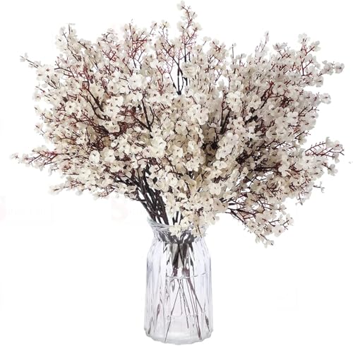 Flores 3 Unidades de 50 cm Flores Artificiales de Cerezo, Plantas Artificiales Decorativas, Flores Artificiales Decoracion para Hogar, Bodas, Fiestas, Oficinas, Balcones y Jardines (Blanco)