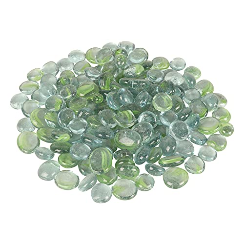 Image of Color Stone Decorative Shiny Glossy Flower Glass Pebbles for Vase Fillers Plant Pots Home Table Garden & Outdoor Decoration (Clear Green Leaf 2Kg)