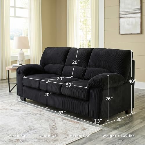 Image of Signature Design by Ashley SimpleJoy Modern Sofa for Living Room, Black