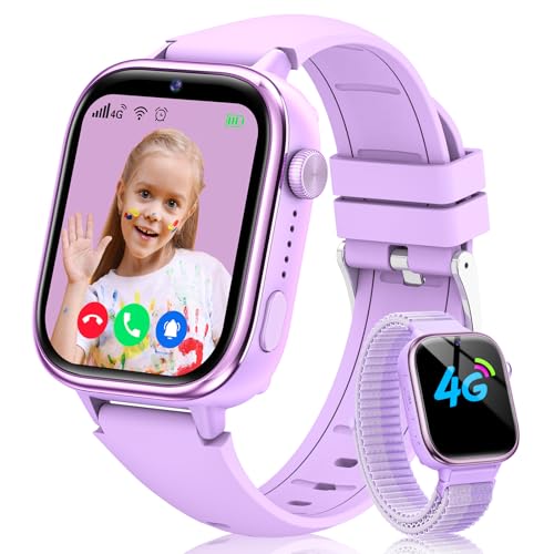 Sanorum 2025 Neue Smartwatch Kinder, 4G Kinder Smartwatch mit GPS und Telefon, SOS, Videoanrufen, Nachrichten, Schulmodus, Wecker Kamera Schrittzähler IP68 Wasserdicht Kinderuhr Mädchen Jungen Schwarz