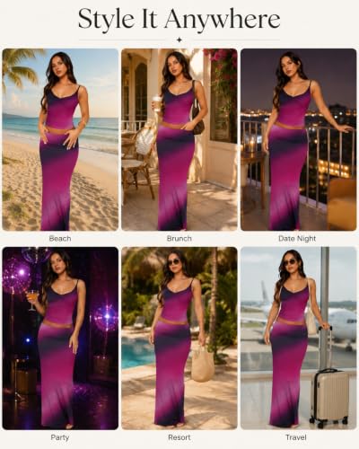 Image of Two Piece Skirt Set Women Maxi Long Skirt and Top Outfit