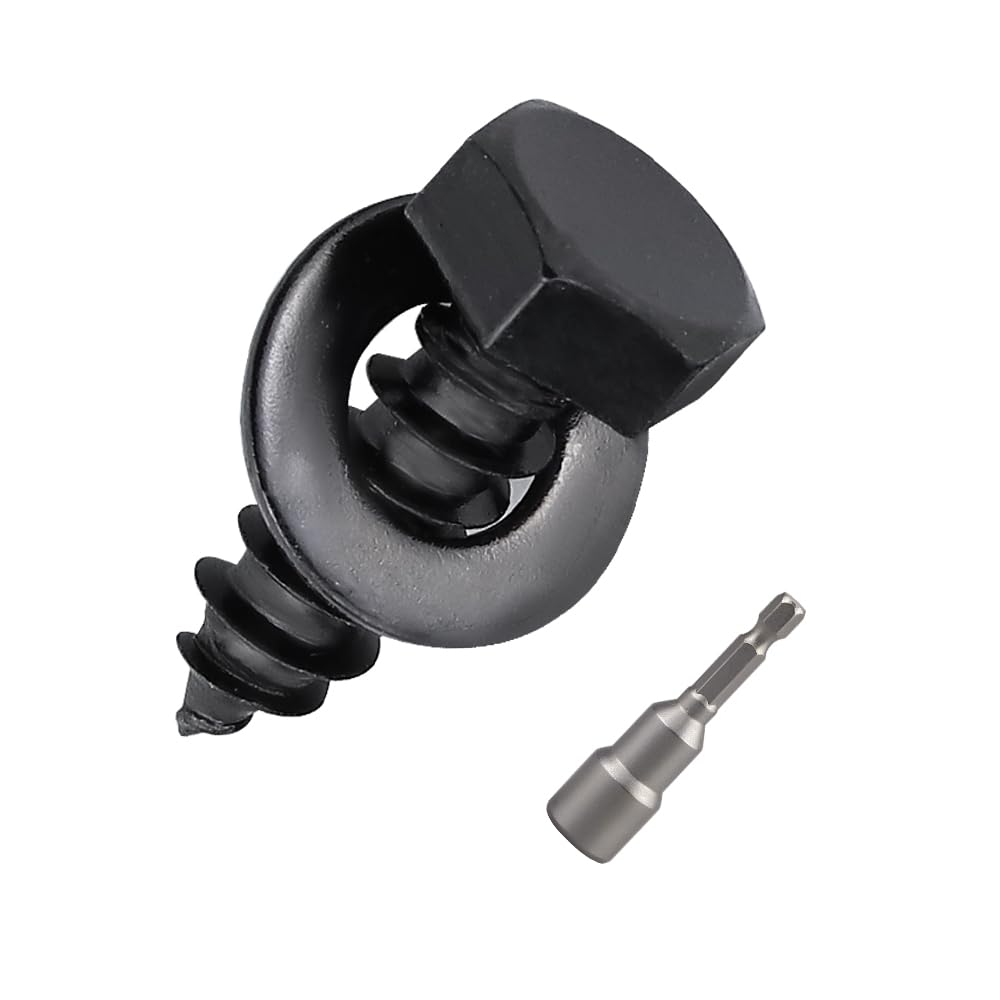 12-Sets 3/8 x 1-1/4" Black Hex Head Lag Screws & Flat Washers, Heavy Duty Wood Lag Screws, 304 Stainless Steel (18-8), 3/8" Bolt