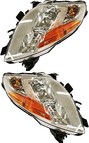 Evan-Fischer Headlight Set Compatible with 2008-2009 Nissan Altima Left Driver and Right Passenger Side Halogen With bulb(s)