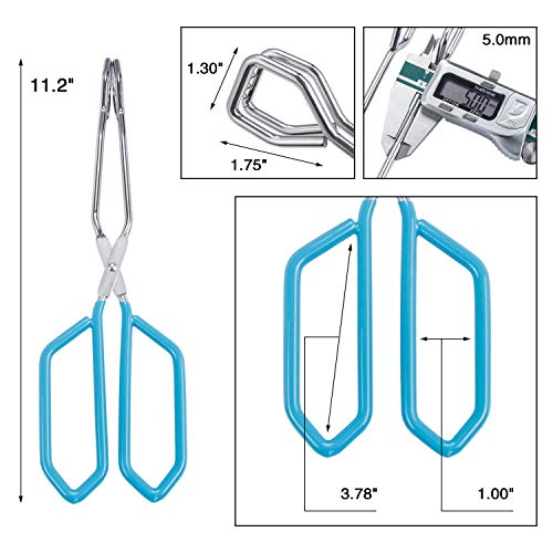 Msy Bigsunny Stainless Steel Scissor Tongs Heavy Duty Cooking Tongs With Soft Handles (2, Blue 11" + 11") #TOP3