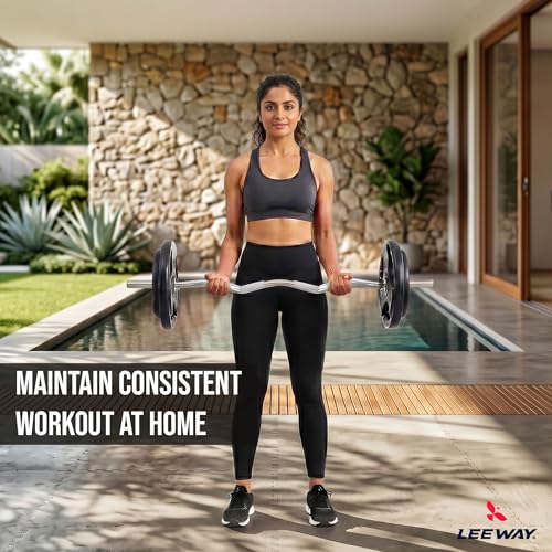 Image of Leeway 70kg Combo | Home Gym Set for Men | Barbell Rod with Plates and Dumbbell Set | Rubber Weight Plate, 3 Ft Curl + 5 Ft Rod (28mm) | Weightlifting Gym Equipments for Home Workout Kit Zym (1, Black, 70kg Set (2.5X4+5X4+10X4))