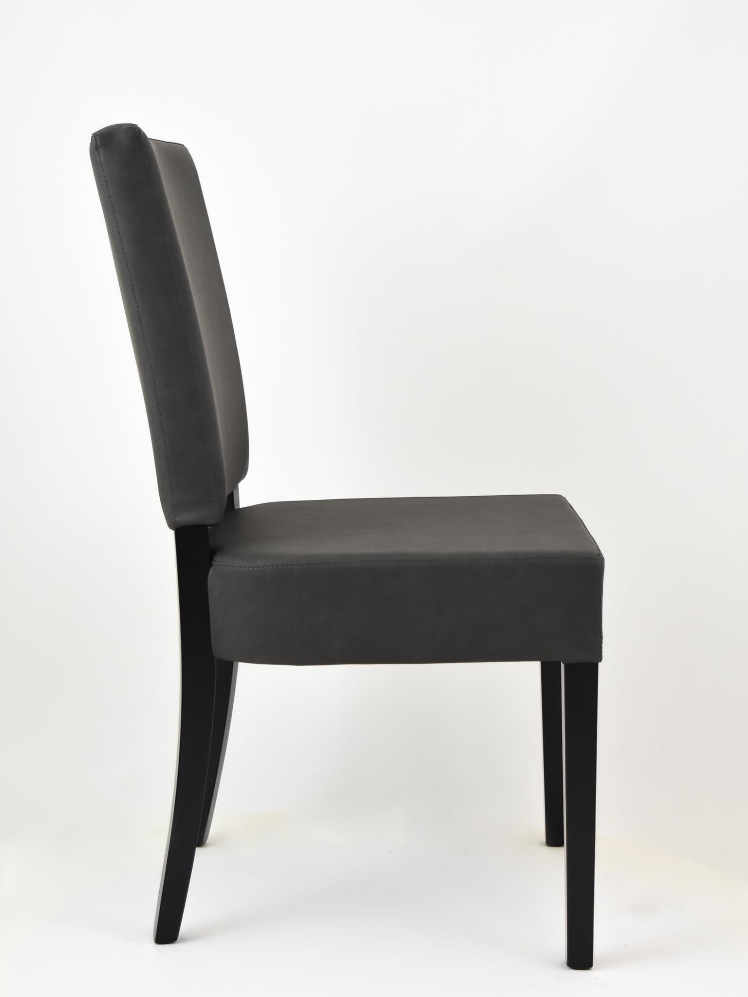 t m c s Tommychairs - Set 4 sedie modello Genny per cucina bar e sala da pranzo, robusta struttura in legno di faggio verniciata in antracite, imbottita e rivestita in finta pelle antracite