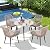 Patiorama 5-Piece Patio Dining Set, Outdoor Dining Table Chair Set, All-Weather Twisted Rattan Wicker Rope Conversation Set, Patio Furniture Set w/Umbrella Hole, 4 Cushioned Chairs&Glass Table(Tan)