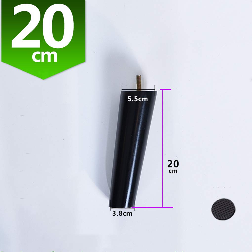 4 gambe in legno massello coniche di ricambio per mobili, gambe per mobili da divano, letto, sedia, divano, gambe in legno, filettatura M8, colore nero (cono obliquo 20 cm)